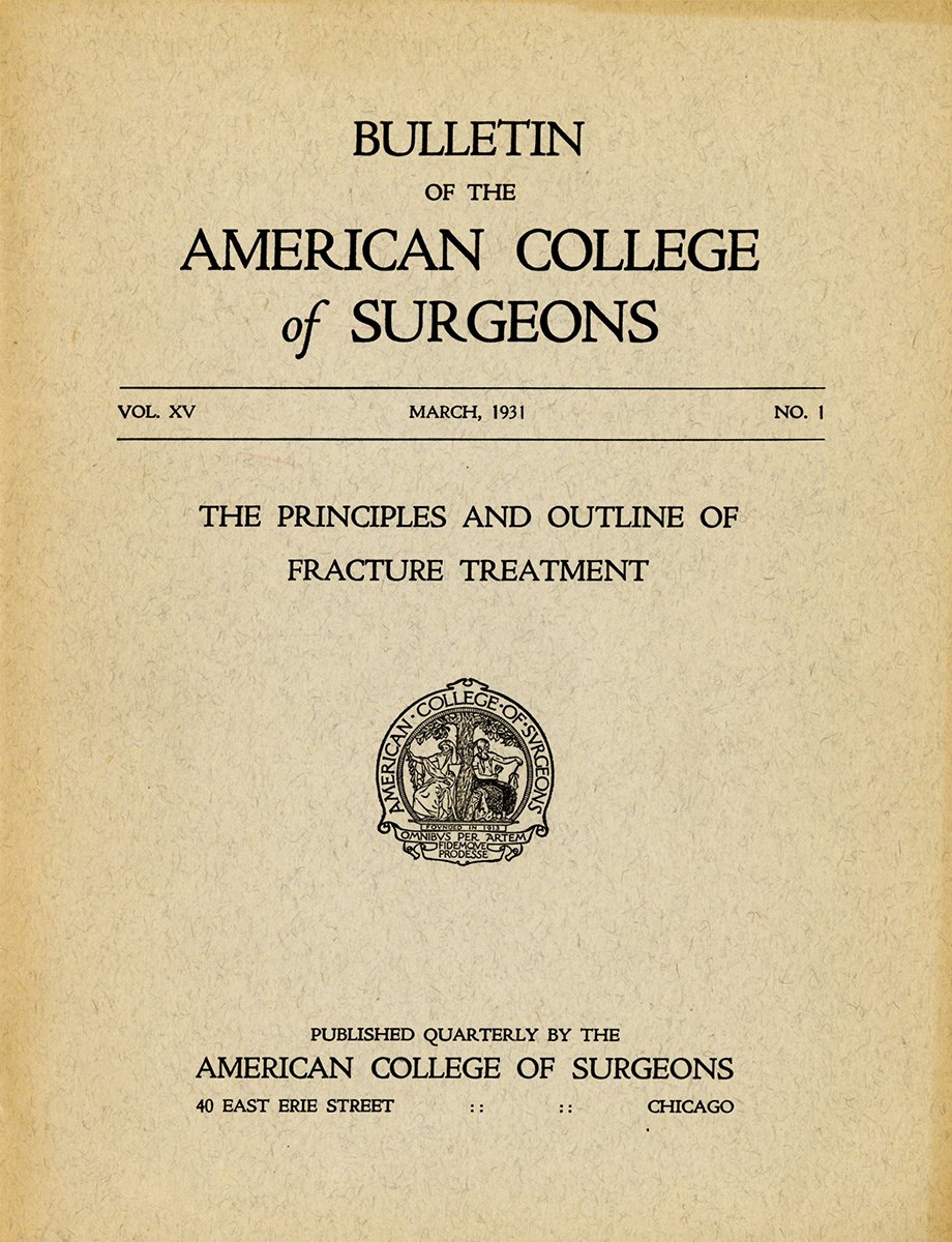 Cover of the March 1931 edition of the Bulletin of the American College of Surgeons.